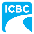 Blue and white ICBC logo featuring the letters ICBC above a stylized curved design inside a rounded blue square, supporting Brain Injury Education through organizations like the Nanaimo Brain Injury Society.